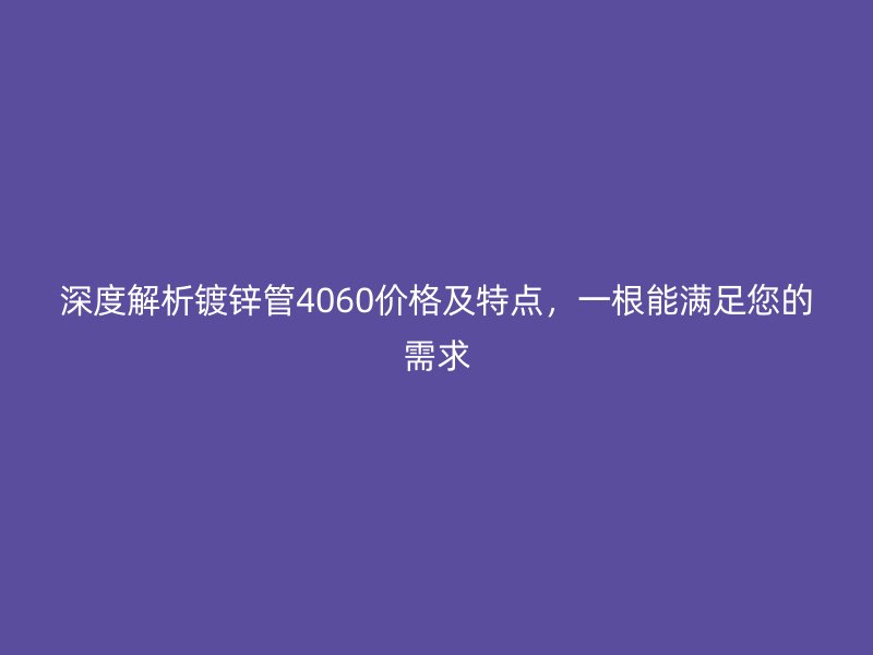 深度解析鍍鋅管4060價格及特點,一根能滿足您的需求
