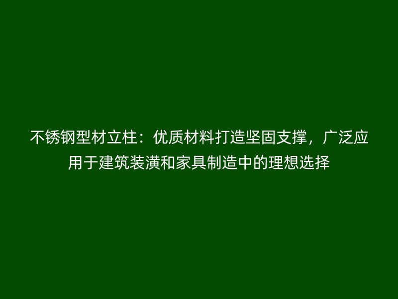 不銹鋼型材立柱:優質材料打造堅固支撐,廣泛應用于建筑裝潢和家具制造中的理想選擇
