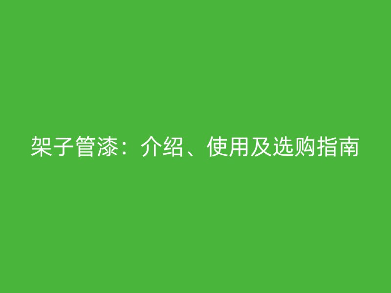 架子管漆：介紹、使用及選購指南