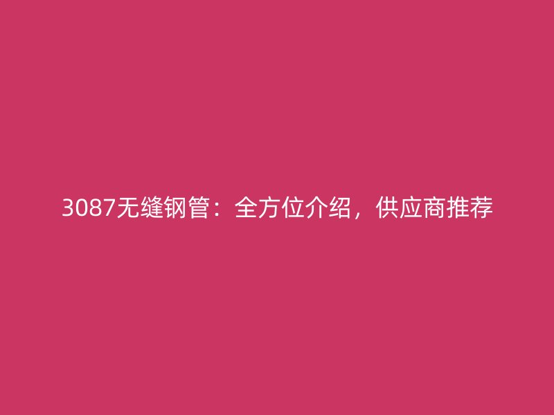 3087無縫鋼管:全方位介紹,供應商推薦